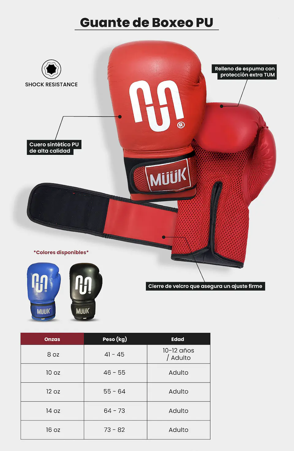 Guante de Box Muuk PU Rojo 11