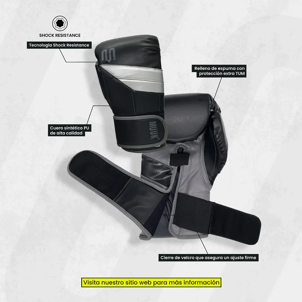 Guante De Box Muuk PU K.O. Negro-Gris 10