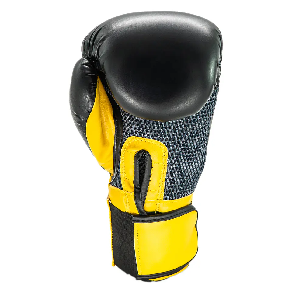 Guante De Box PU Impact Muuk Negro-Amarillo 3