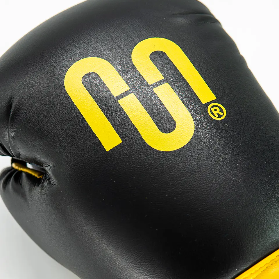 Guante De Box PU Impact Muuk Negro-Amarillo 4