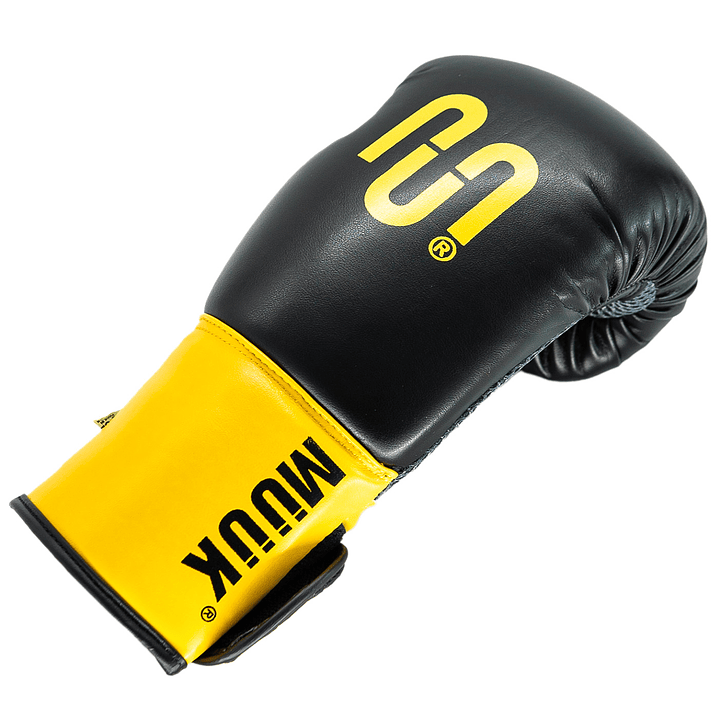 Guante De Box PU Impact Muuk Negro-Amarillo 5