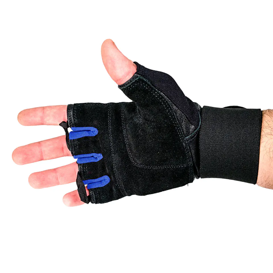 Guante de Pesas Cuero Muuk  Negro-Azul 3