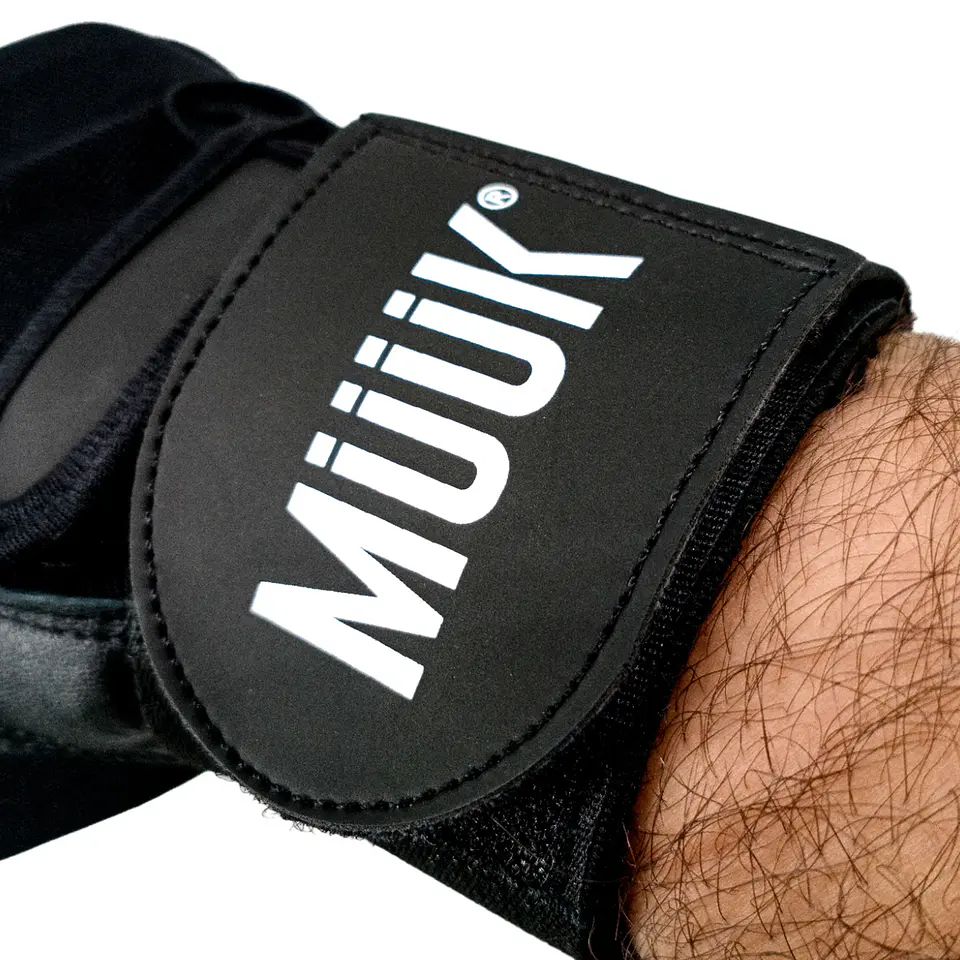 Guante de Pesas Cuero Muuk  Negro-Azul 9