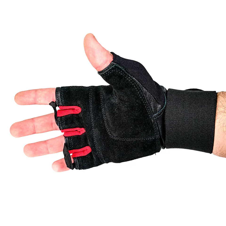 Guante de Pesas Cuero Muuk Negro-Rojo 3