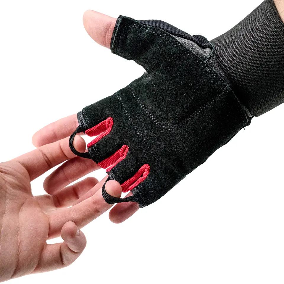 Guante de Pesas Cuero Muuk Negro-Rojo 4