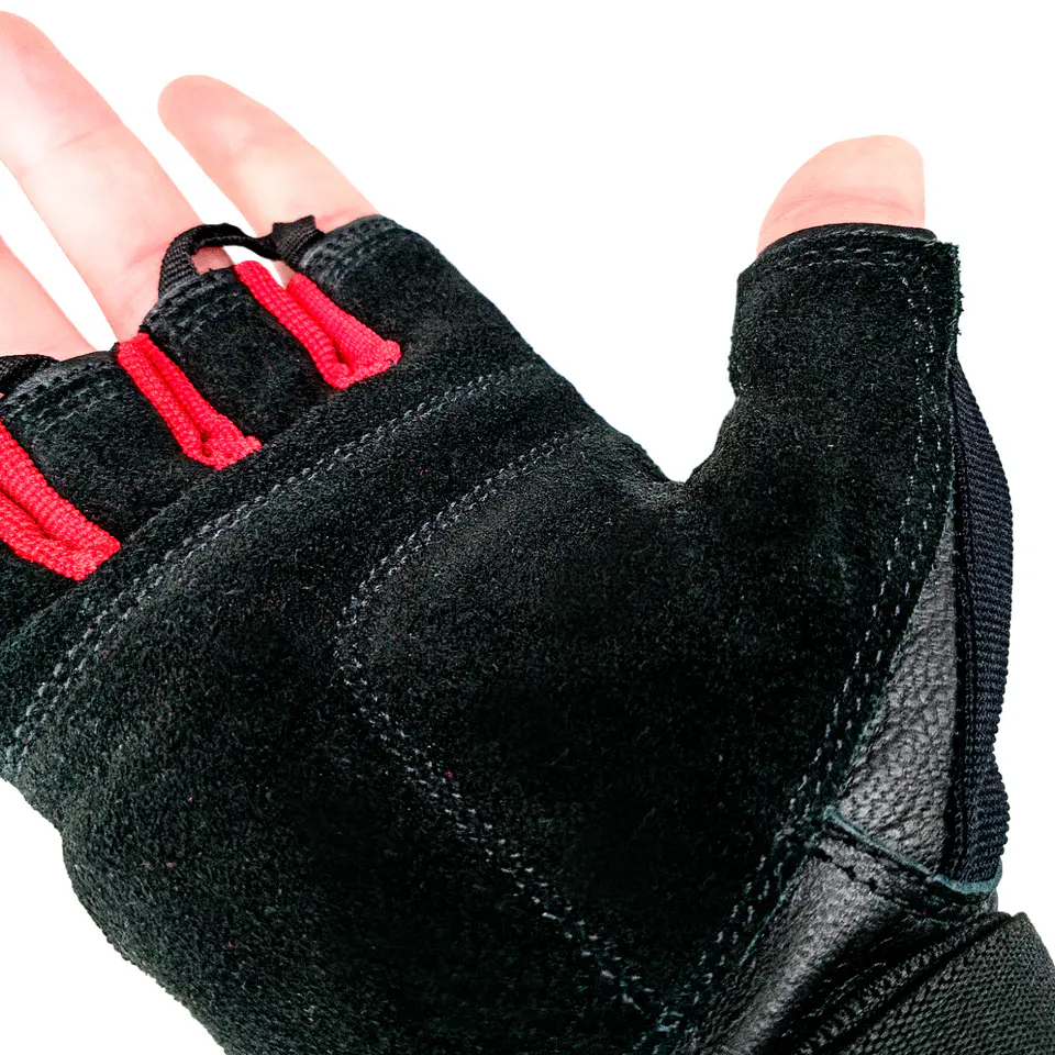 Guante de Pesas Cuero Muuk Negro-Rojo 7