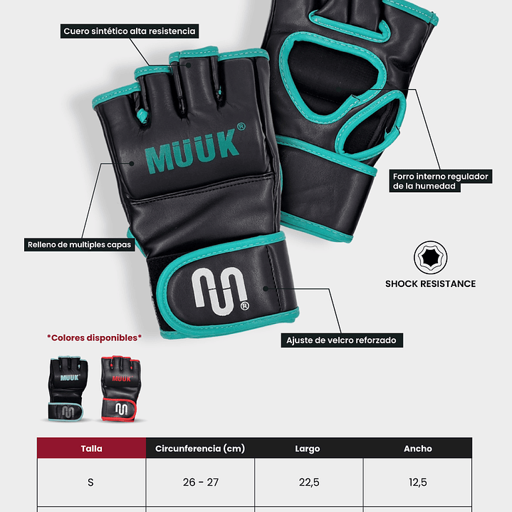 Guantilla MMA K.O. Muuk Negro-Turquesa 10