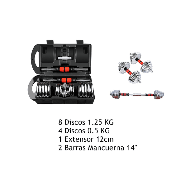 Set De Mancuernas Con Extensor 15 Kg Flott 3