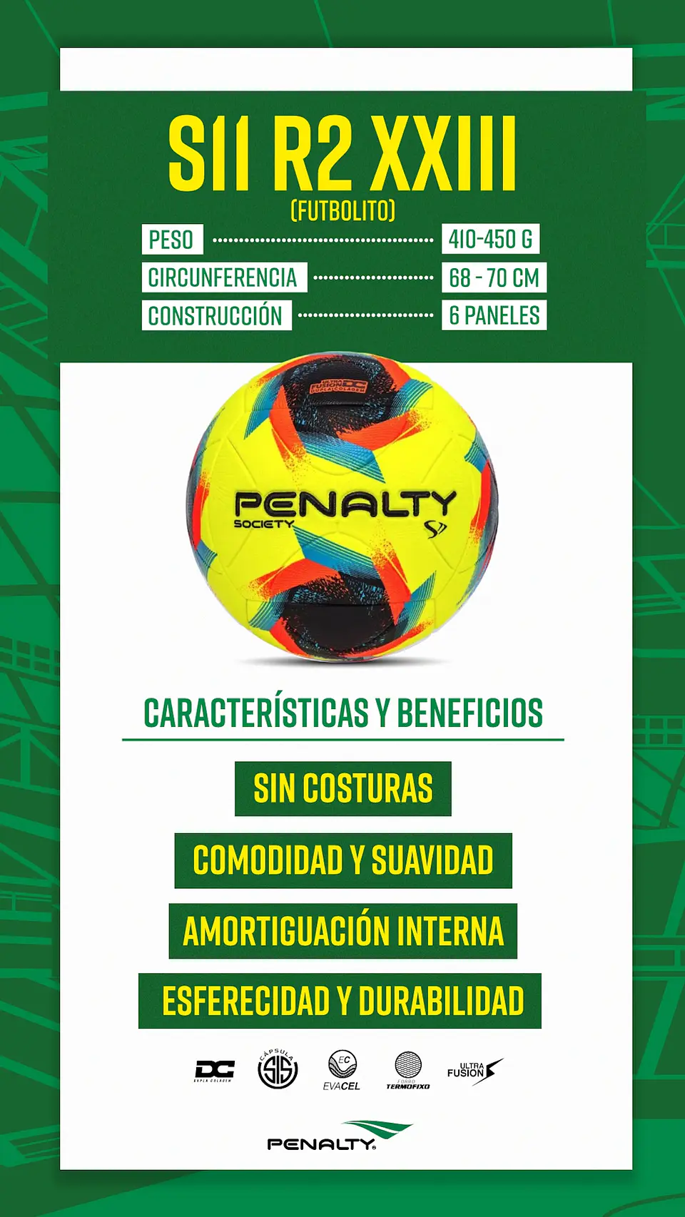 Balón de Futbolito Penalty S11 R2 XXIII Blanco 7