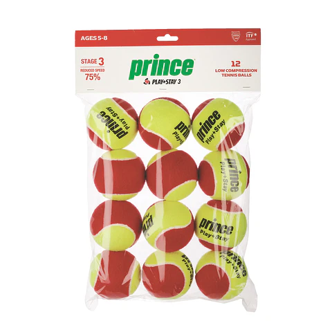 Set de Pelotas de Tenis Prince Play&Stay Stage 3 Vel.75% x12
