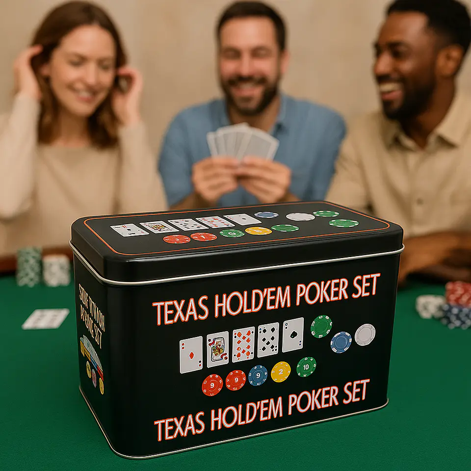 Set de Póker 200 Fichas + Cartas + Paño Texas Hold'em 4