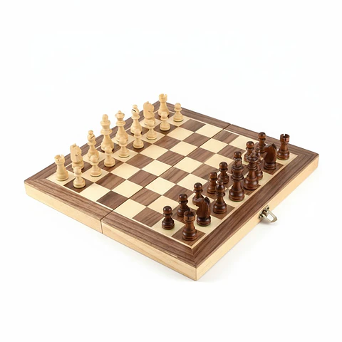 Ajedrez y Dama de Lujo Caja Madera 30x30 cm