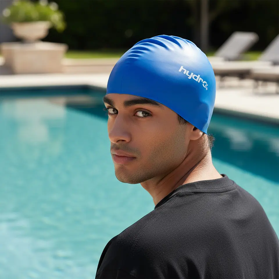 Gorro Natacion Hydro Lycra Adulto Azul 3