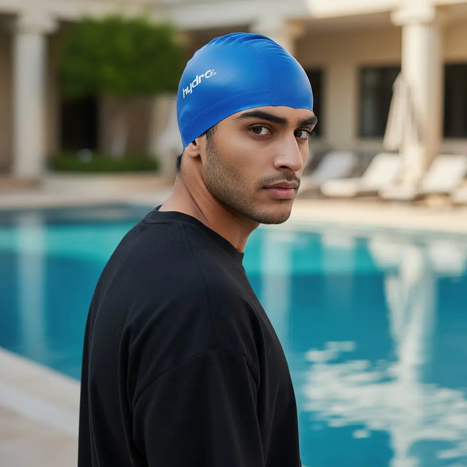 Gorro Natacion Hydro Lycra Adulto Azul 4