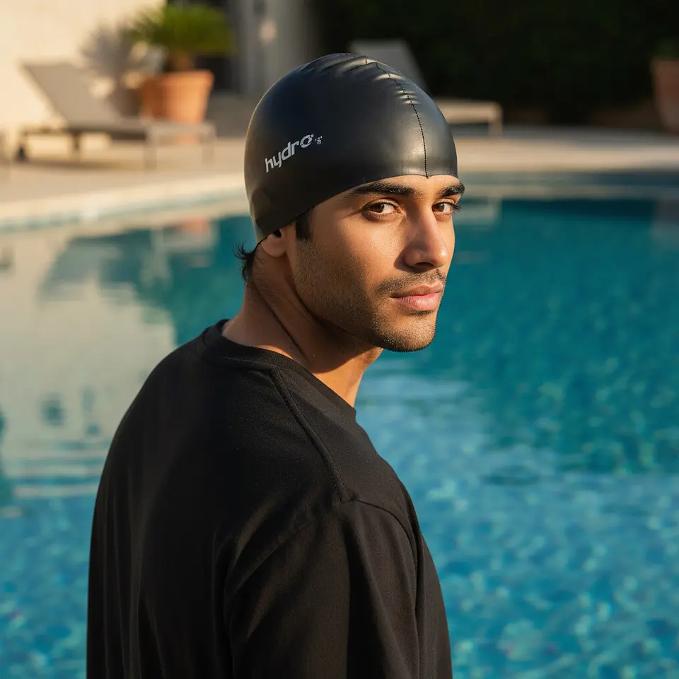 Gorro Natacion Hydro Lycra Adulto Negro 3