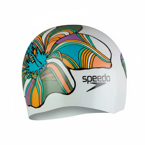 Gorro Natacion Speedo Adulto Blanco Multicolor Flor