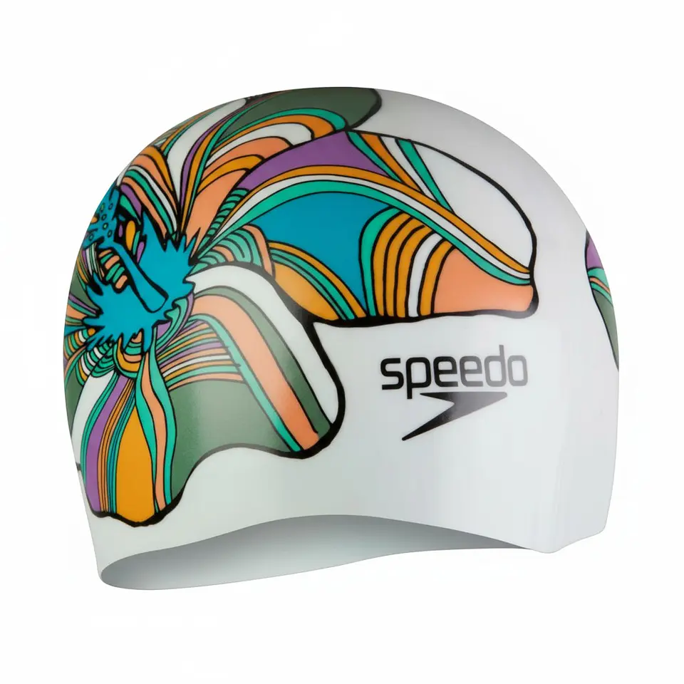 Gorro Natacion Speedo Adulto Blanco Multicolor Flor 6