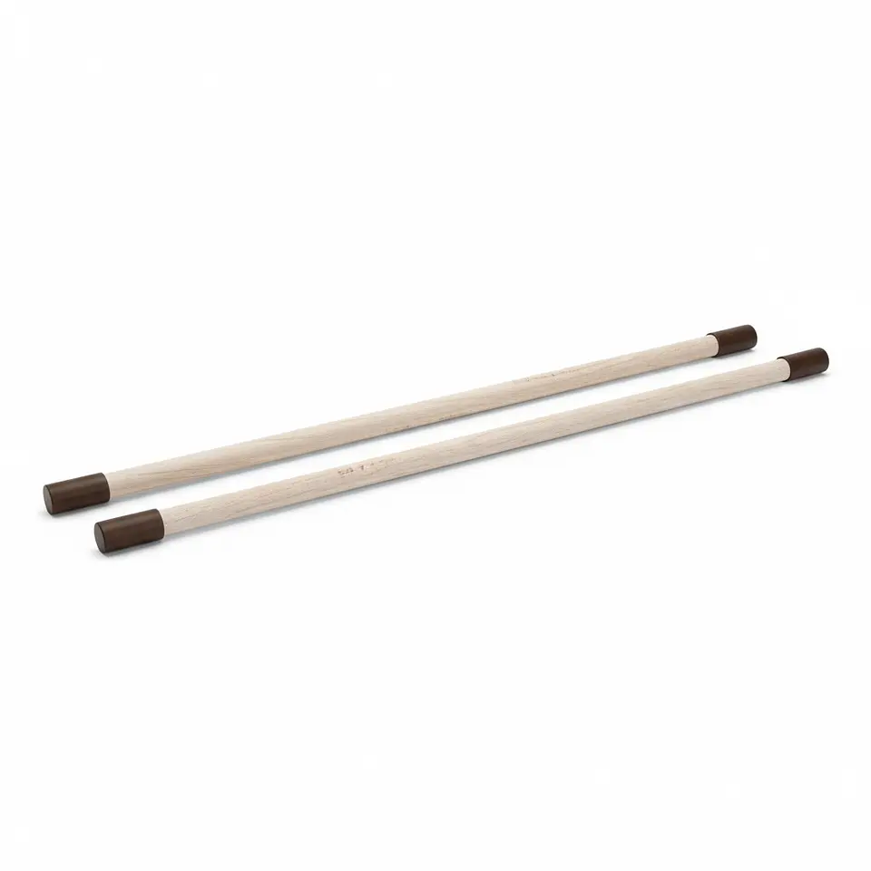 Baston de Gimnasia Madera Punta de Goma 110x2.5 cm 1