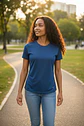 Polera Block Femenina Azul - Miniatura 4