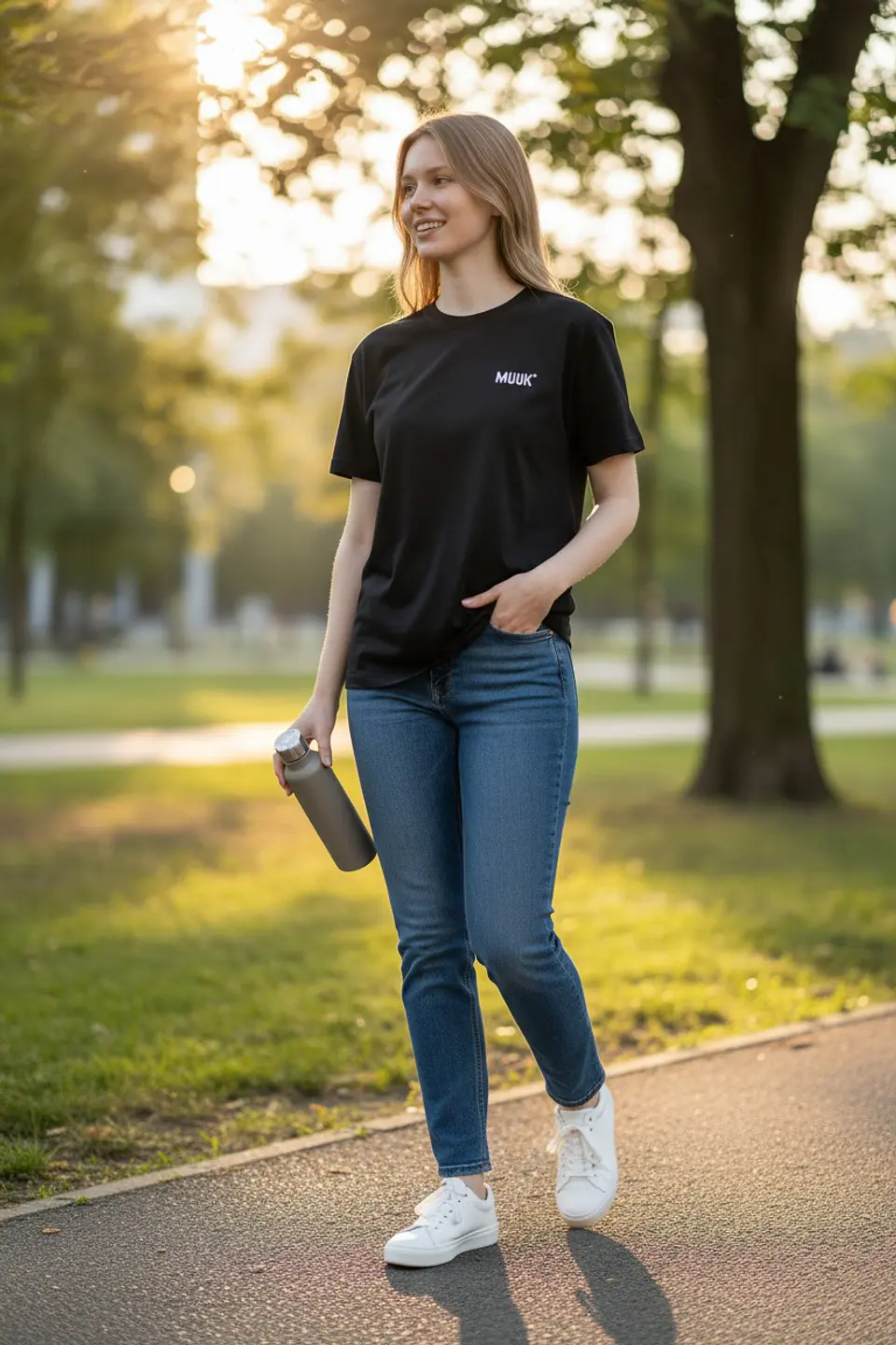 Polera Muuk 100% Algodón Negro 8