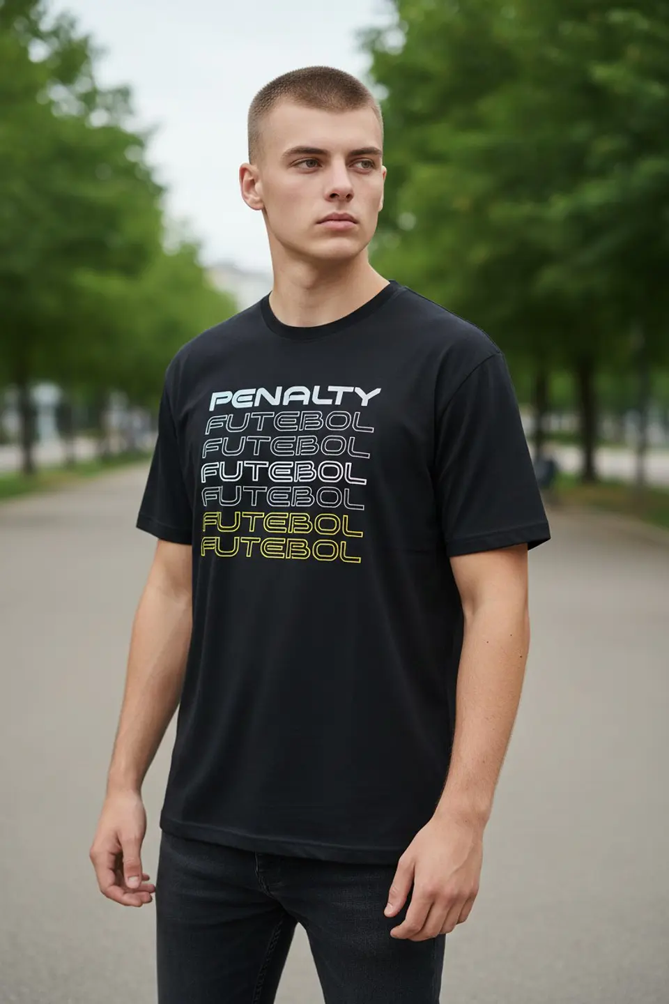 Polera Penalty Futbol Negro 3