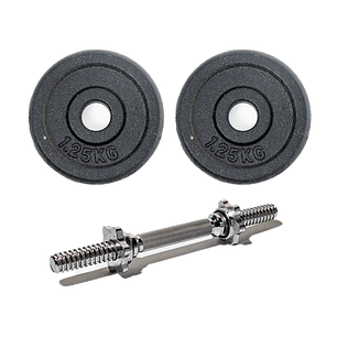 Set Barra Recta 14 pulgadas + 2 discos preolímpicos 1.25 kg