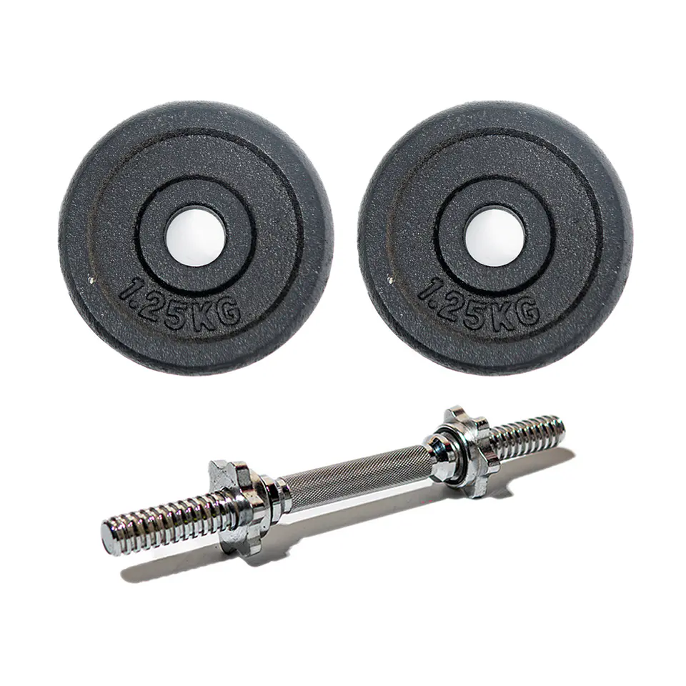 Set Barra Recta 14 pulgadas + 2 discos preolímpicos 1.25 kg 1