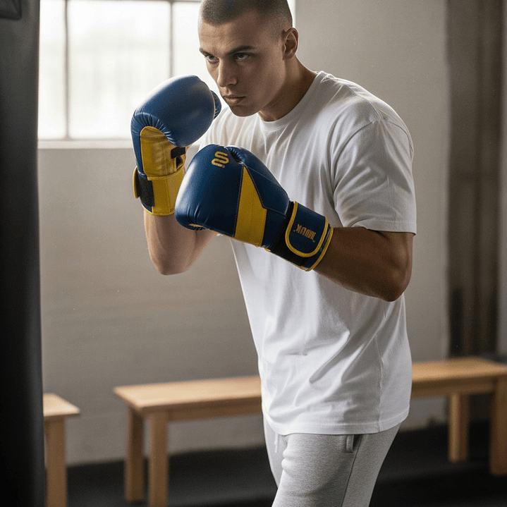Guante De Box Muuk PU K.O. Azul-Amarillo 5