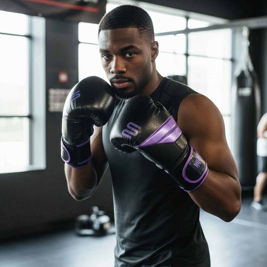 Guante De Box Muuk PU K.O. Negro-Púrpura 5