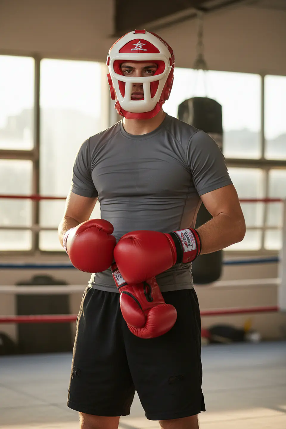 Cabezal de Artes Marciales Super Star con Rejilla Rojo 4