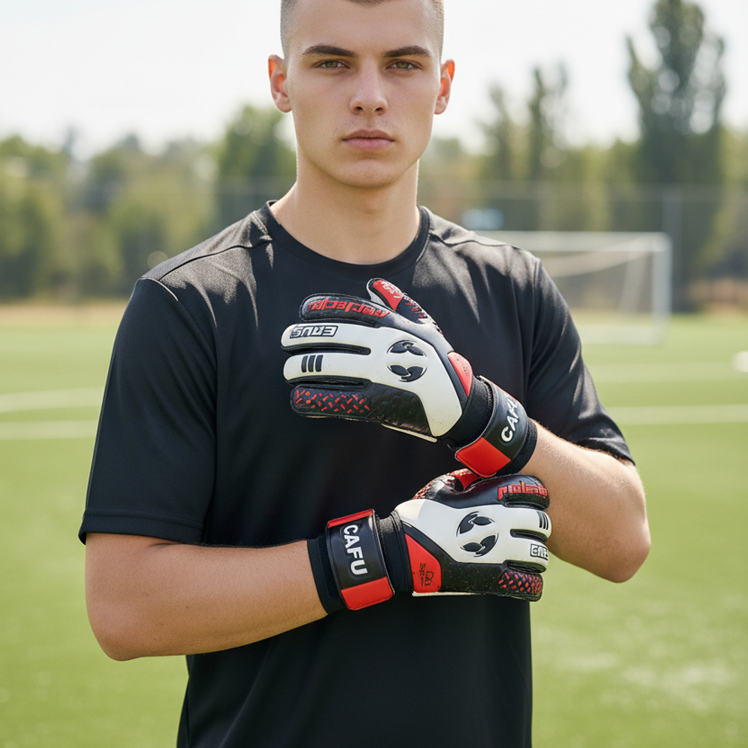 Guante de Arquero Cafu Protector Erus Ferula Negro Rojo  4