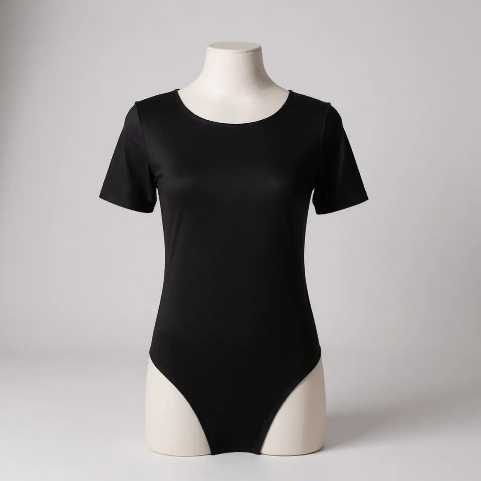 Malla de Gimnasia  Lycra Manga Corta Negro  1