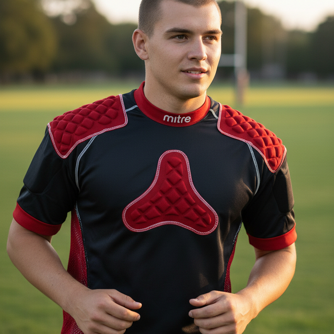 Hombrera de Rugby Mitre Premier Academy Armour Negro-Rojo 4
