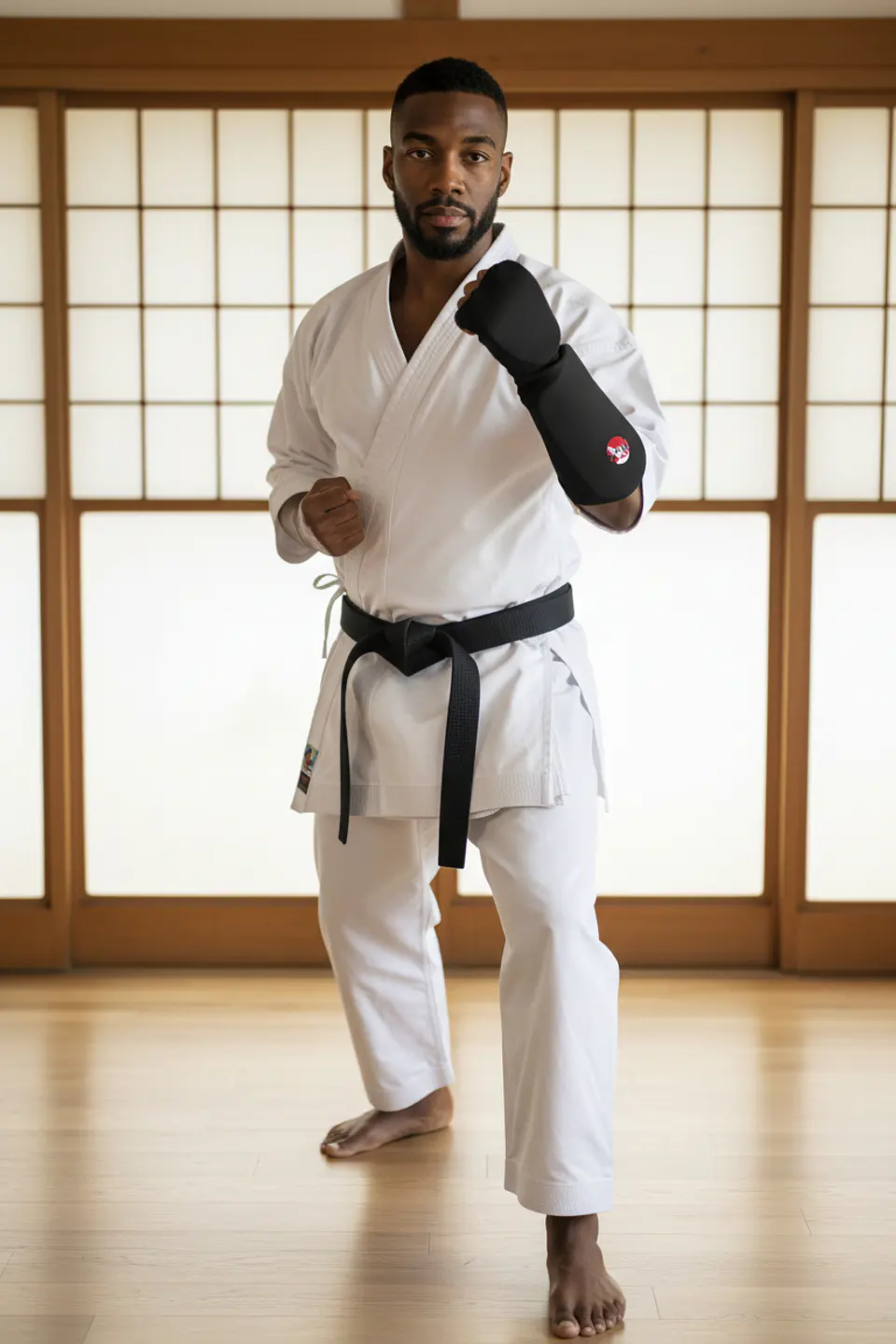 Protector Antebrazo de Taekwondo Okami Elasticado Negro 3