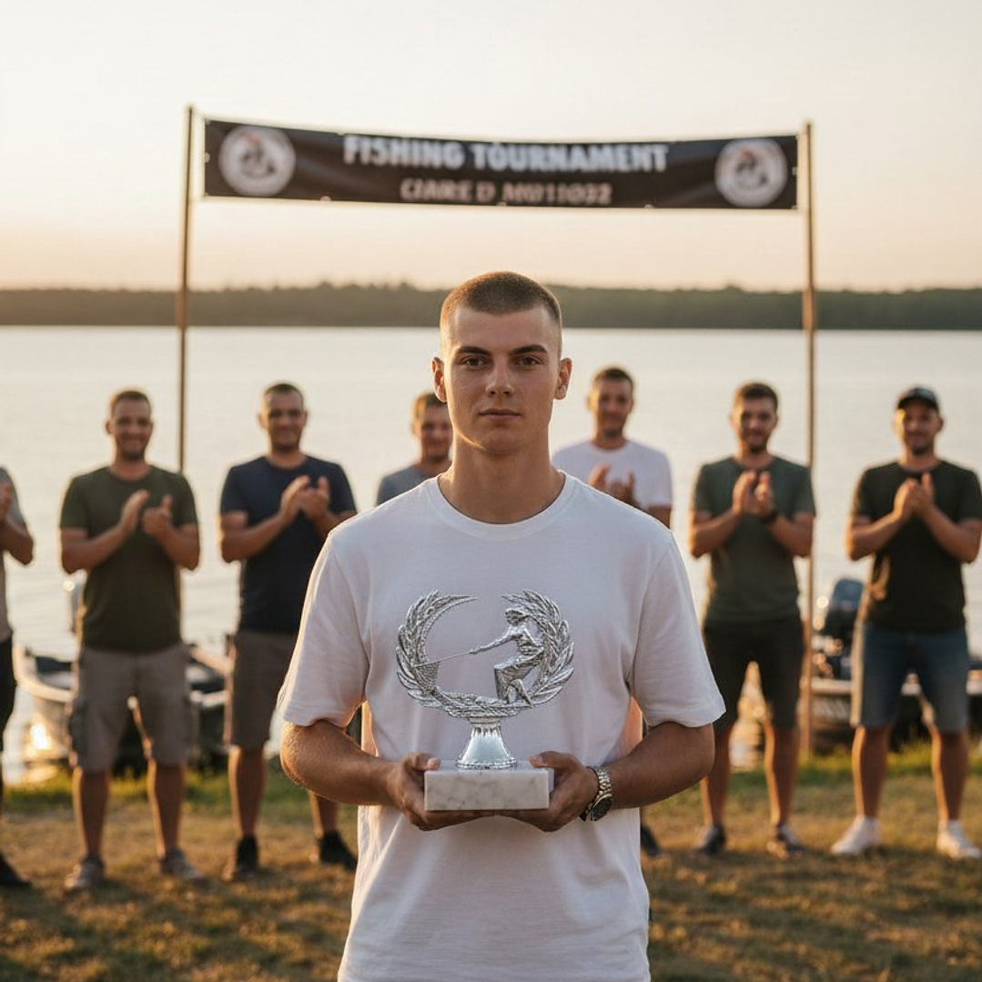 Trofeo de Pescador Resina Base Piedra 2