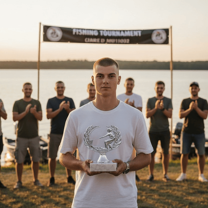 Trofeo de Pescador Resina Base Piedra 2