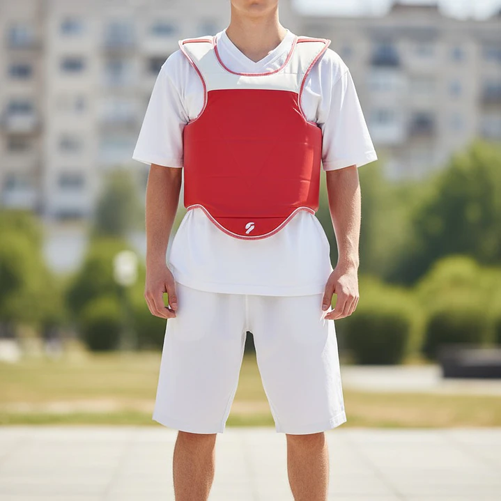 Pechera de Taekwondo Okami Reversible Rojo-Azul 4