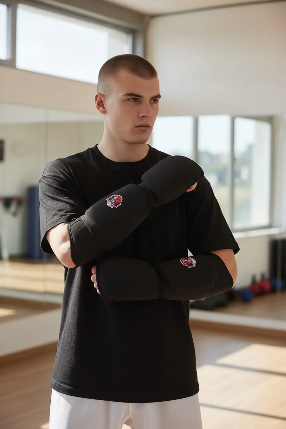 Protector Antebrazo de Taekwondo Okami Elasticado Negro  3
