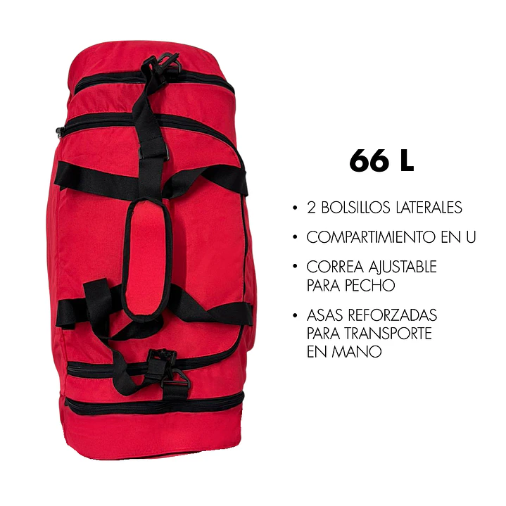 Bolso Deportivo Rojo Muuk 66 lts 2