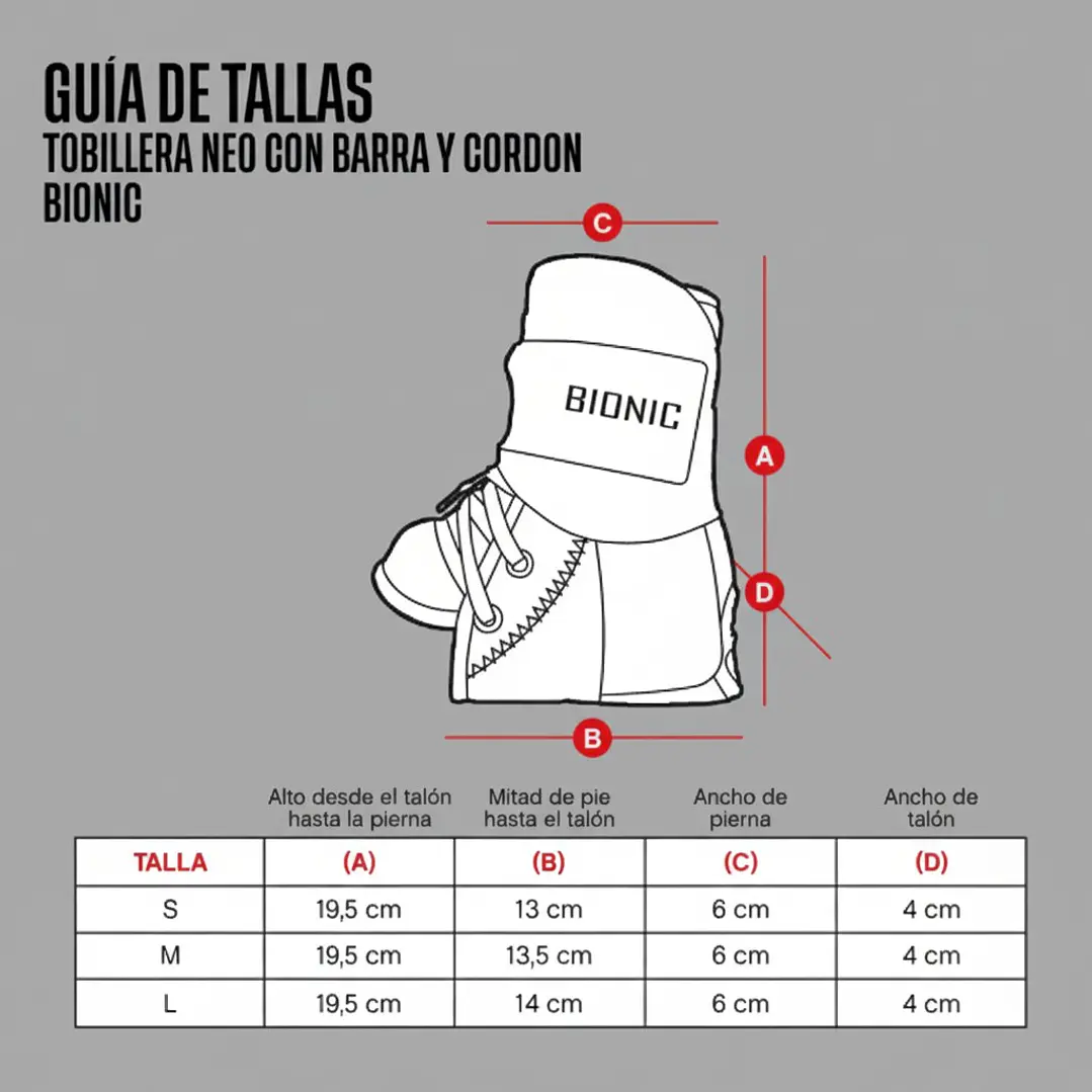 Tobillera de Proteccion Bionic Neopren con Barra y Cordon 5