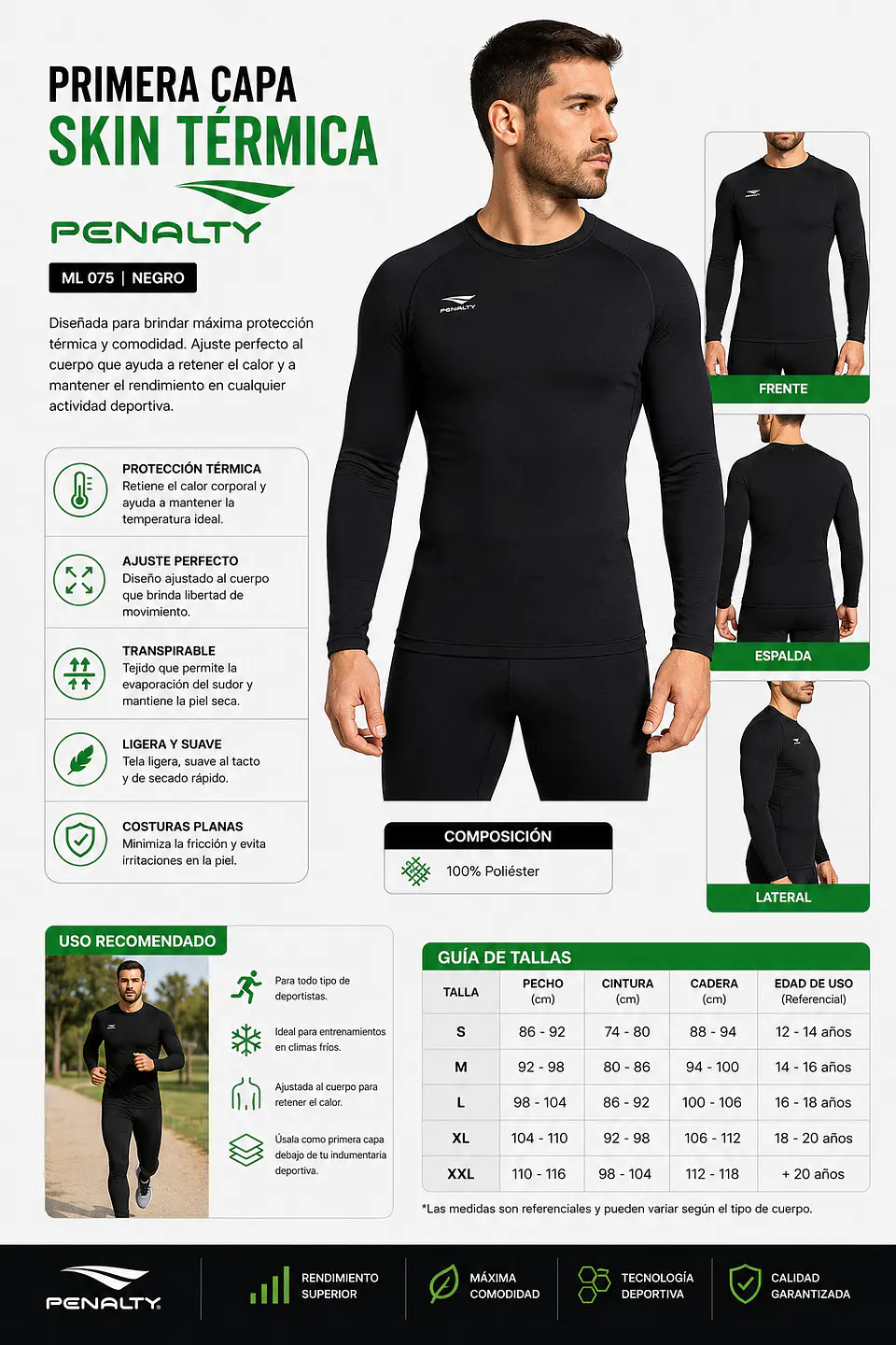 Primera Capa Skin Térmica Penalty ML 075 Negro 10