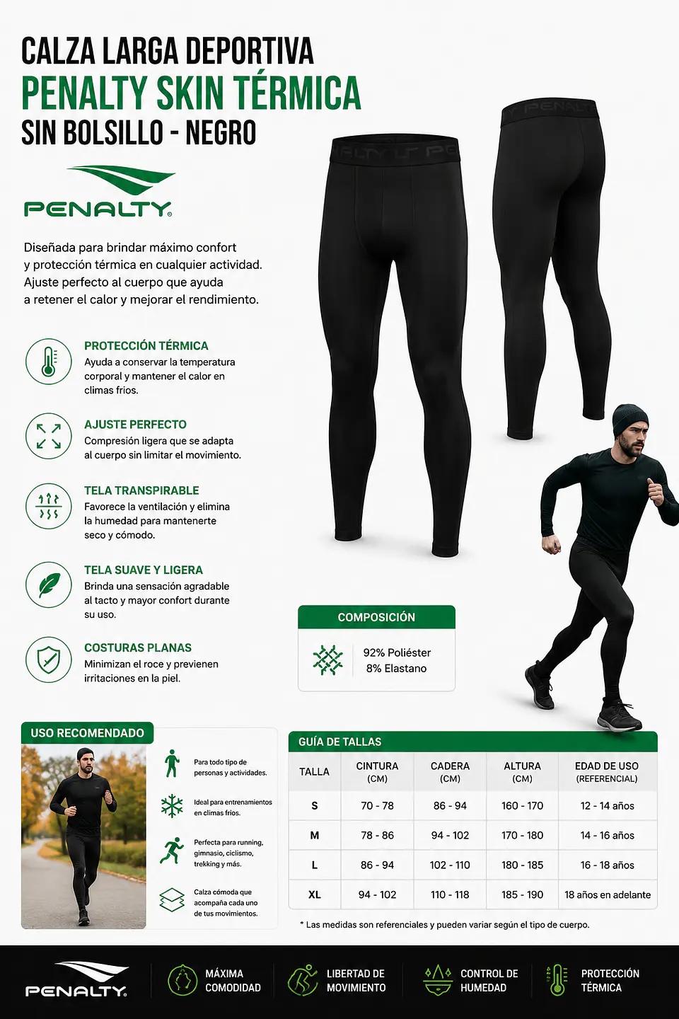 Calza Larga Deportiva Penalty Skin Termica S/Bolsillo 6