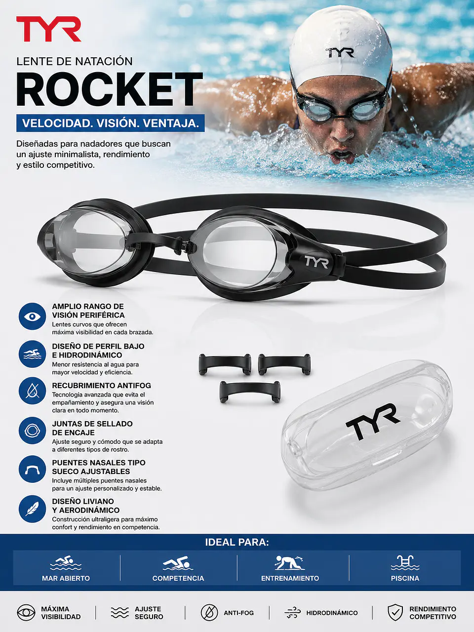 Lente de Natación TYR Rocket 3