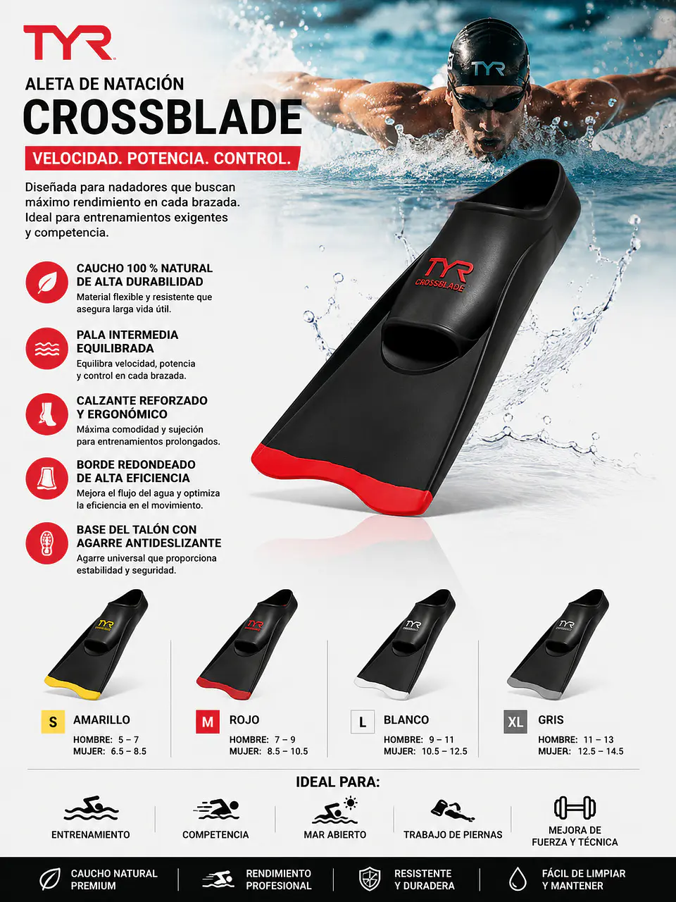 Aleta de Natación TYR Crossblade 9