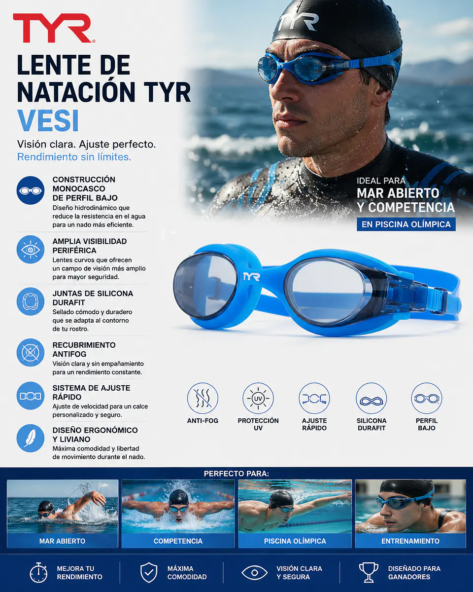 Lente de Natación TYR Vesi 3