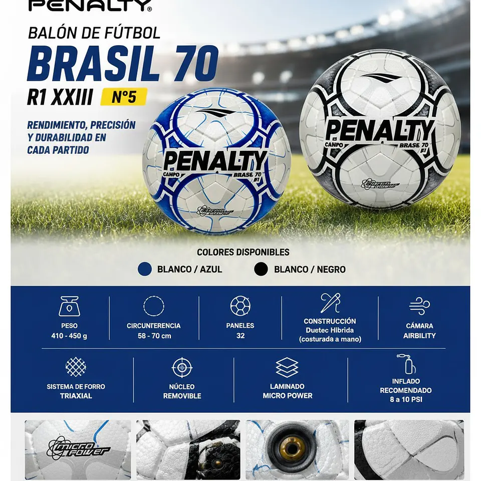 Balón de Fútbol Penalty Brasil 70 R1 XXIII N°5 11