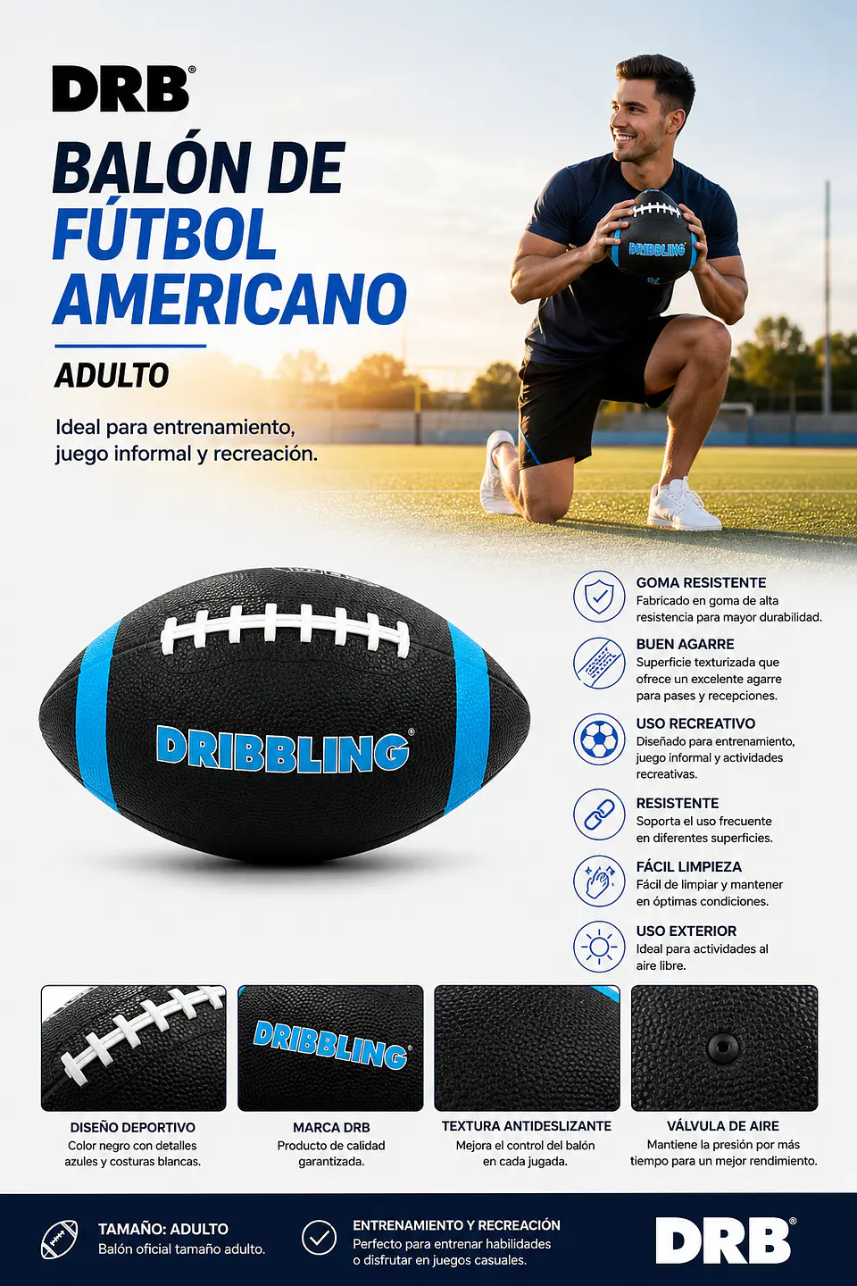 Balon de Futbol Americano Drb Adulto 3