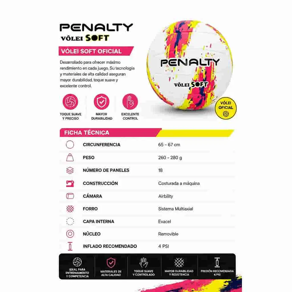 Balón de Voleyball Penalty Soft XXIII Blanco/Azul 8