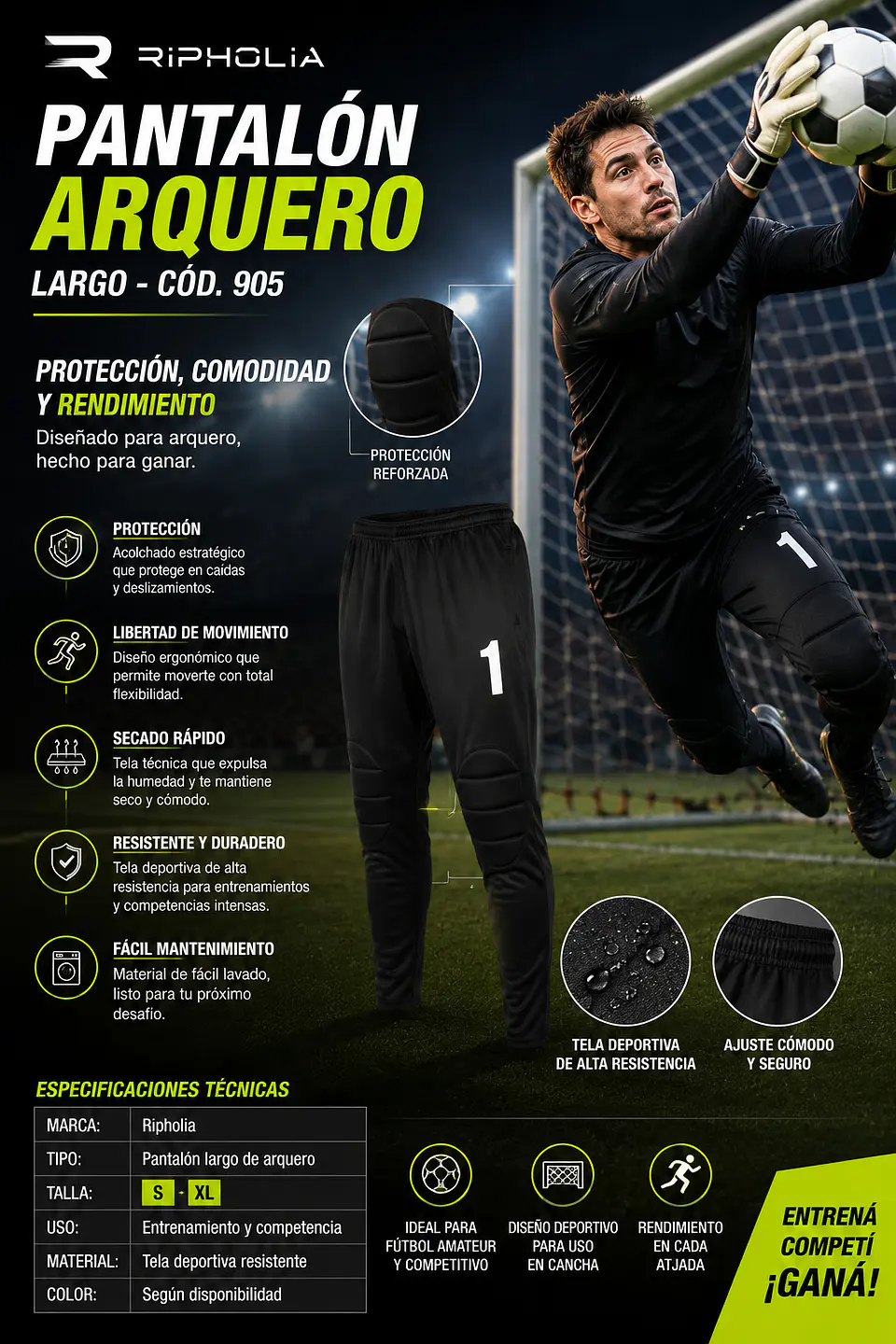 Pantalon Arquero Ripholia Largo Cod 905  4