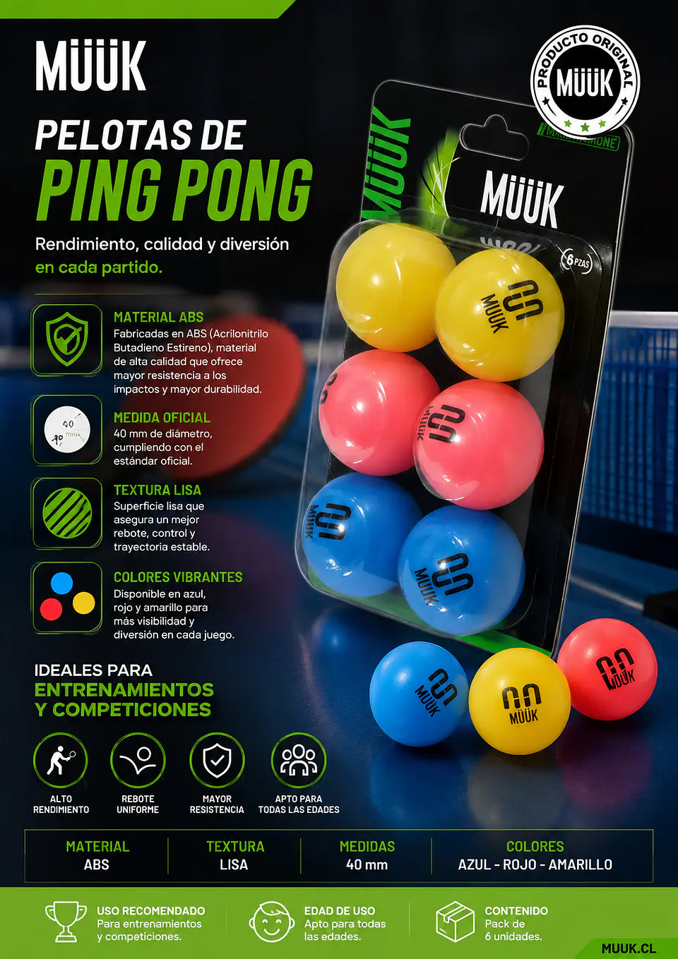 Pelotas de Ping Pong Muuk 5